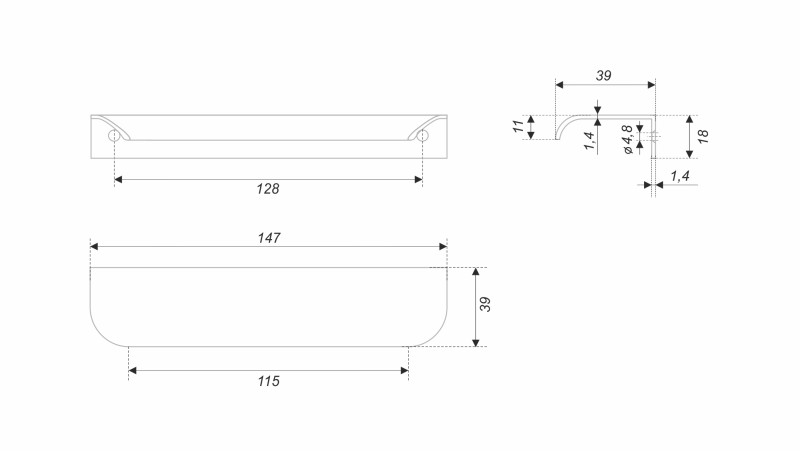 BRD RT810BL.1 ручка торцевая 150 мм MONTE черный матовый