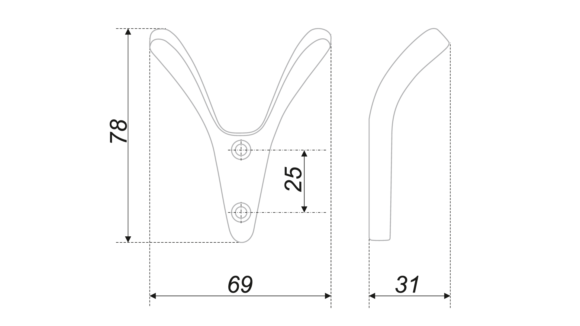 BRD K212BL.2 Крючок SENATOR 2-х рожковый черный матовый (заказ)