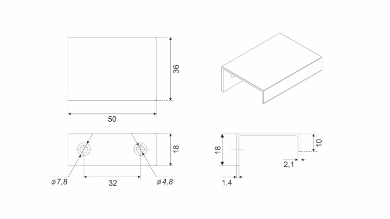 BRD RT809SC.1 ручка торцевая 32 мм RAY сатиновый хром (заказ)