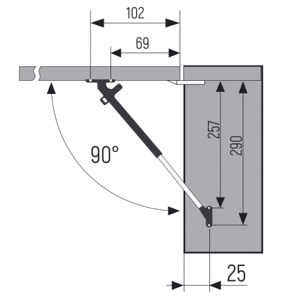 SETE Газлифт на открытие вверх N80, БЕЛЫЙ с доводчиком
