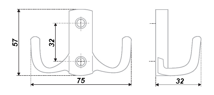 BRD K204AB.6 Крючок 2-х рожковый с перфорацией бронза (заказ)
