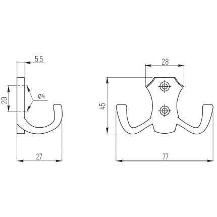 SETE Крючок RENAL 2-х рожковый черный никель SALE