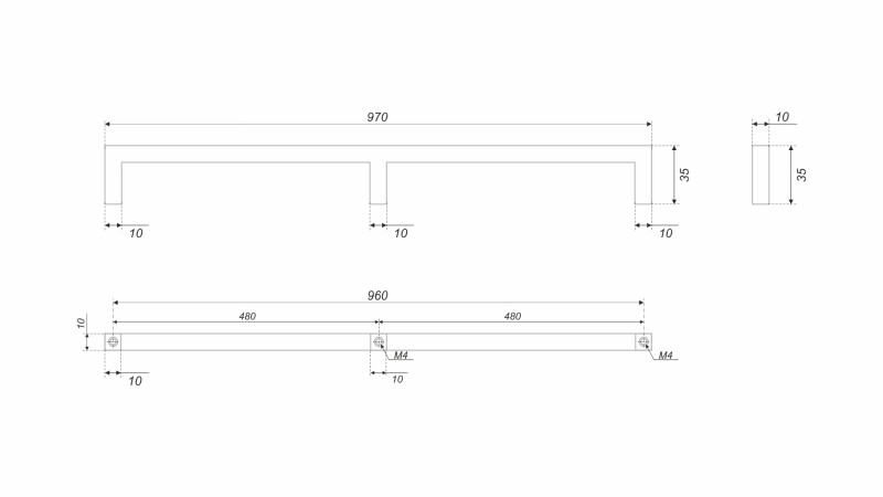 BRD RS143BL.5 ручка-скоба 960 мм QUADRA черный матовый