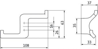 Крючок Gancho 2-х рожковый черный