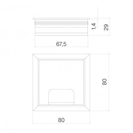 SETE заглушка для кабеля квадрат 80*80мм, металл, матовый хром