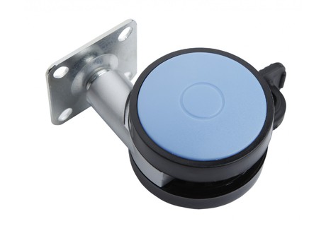 BRD N107BL/Blu.5 опора колесная с тормозом d-60 синяя вставка (снято)