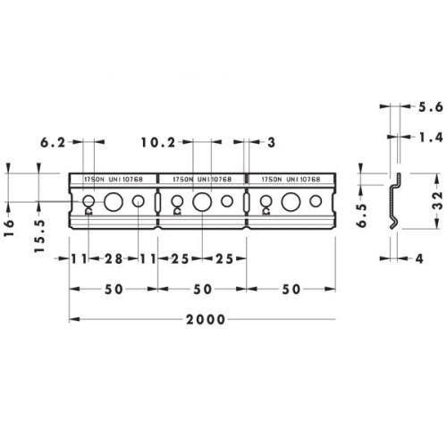 Профиль для навески полок оцинкованный, L.2000 мм Макмарт (шина) (в стопе)