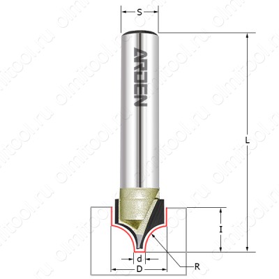 Фреза радиусная Ovolo R=2 D=12*8.4*41 S=8 ARDEN SALE