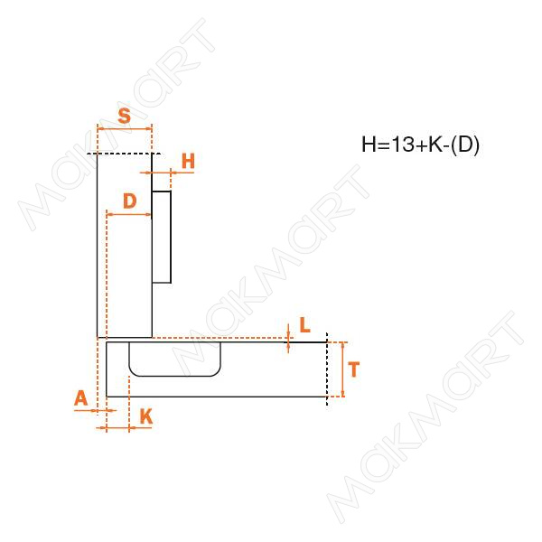 Петля накладная без амортизатора (90/94), для холодильника
