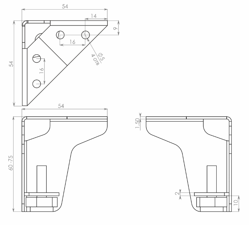 BRD N332GR.2 опора регулируемая TOM серый 60 мм (заказ)