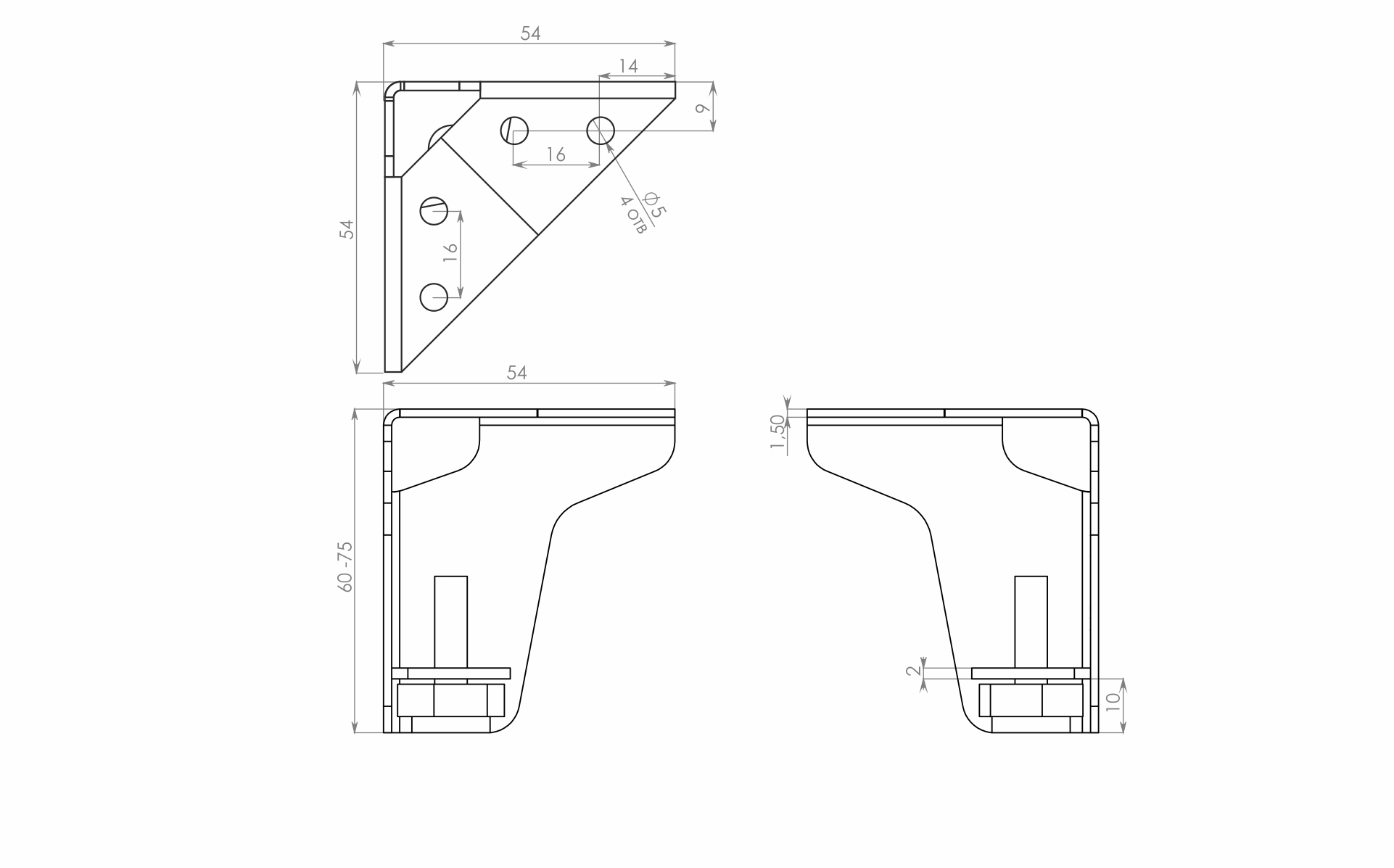 BRD N332GR.2 опора регулируемая TOM серый 60 мм (заказ)