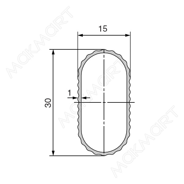 Штанга для одежды 15х30х1, L=3000мм, отделка золото (анодировка) (заказ)