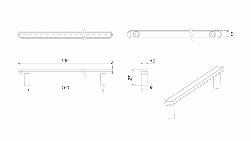 BRD RS330BL.4 ручка-скоба 160 мм ВИА черный матовый