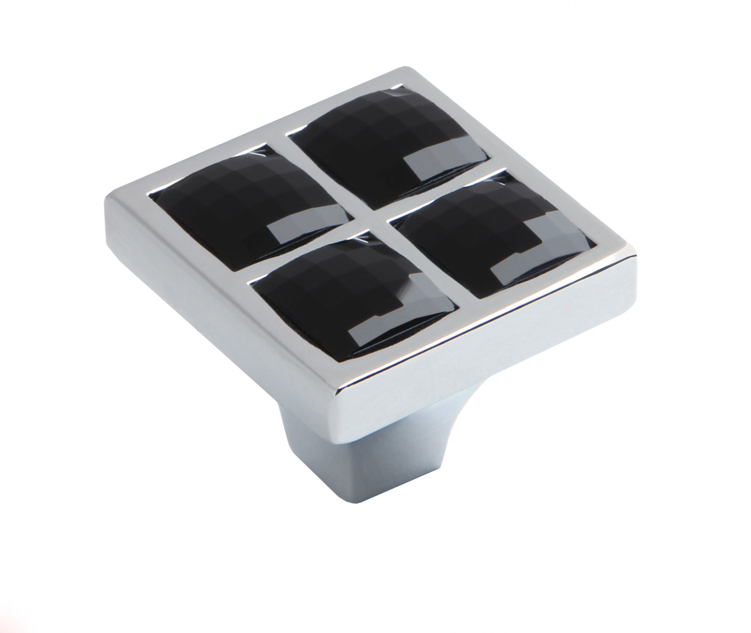 BRD RC411CP/CrBl.4 ручка кнопка  CRYSTAL хром полированный/черн. кристалл (заказ)