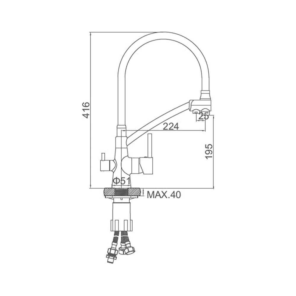 Смеситель Accoona графит с вых. д/питьевой воды A5179TT-13