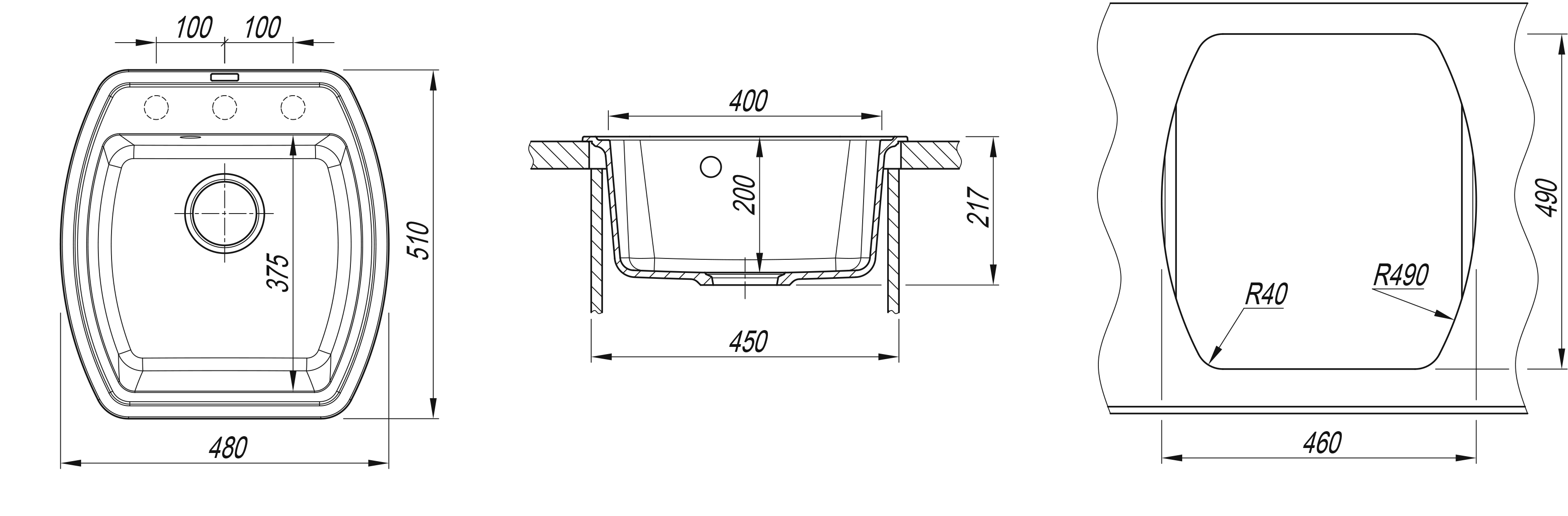 Мойка FLORENTINA Нире 480*510*217 жасмин (заказ)
