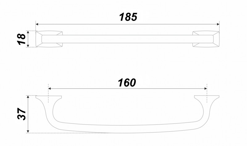 BRD RS289BL.4 ручка-скоба 160мм EDDA черный матовый