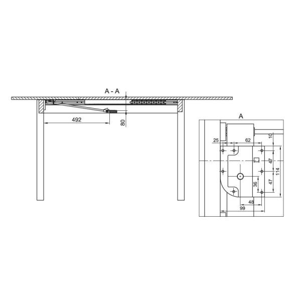 Механизм для вставки стола(поворотный),отделка цинк