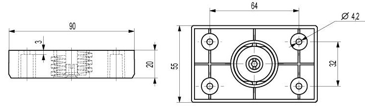 Н-019 (№1) Опоры регулируемые Валмакс квадратная h 20 черный (TS)