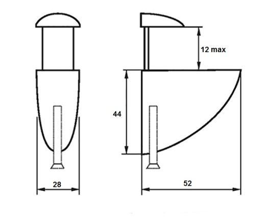 полкодержатель "пеликан" 53 мм малый матовый хром (до 12 мм) SALE