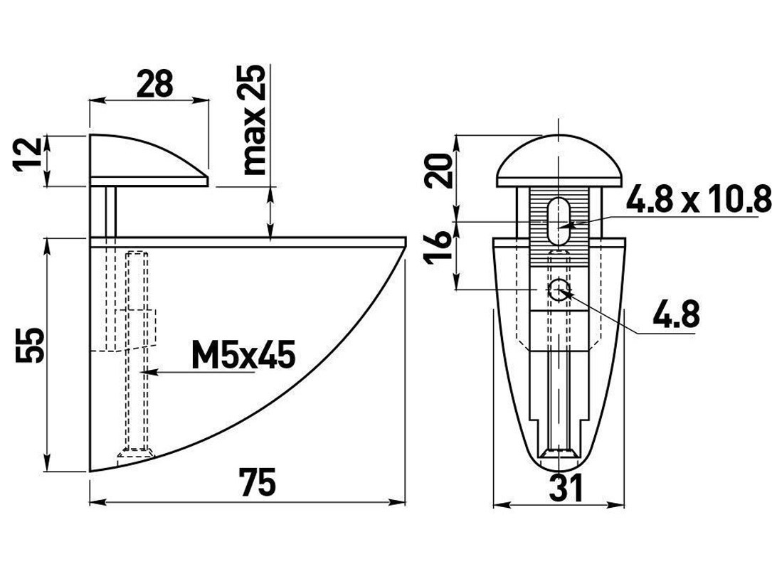 полкодержатель "пеликан" средний матовый хром