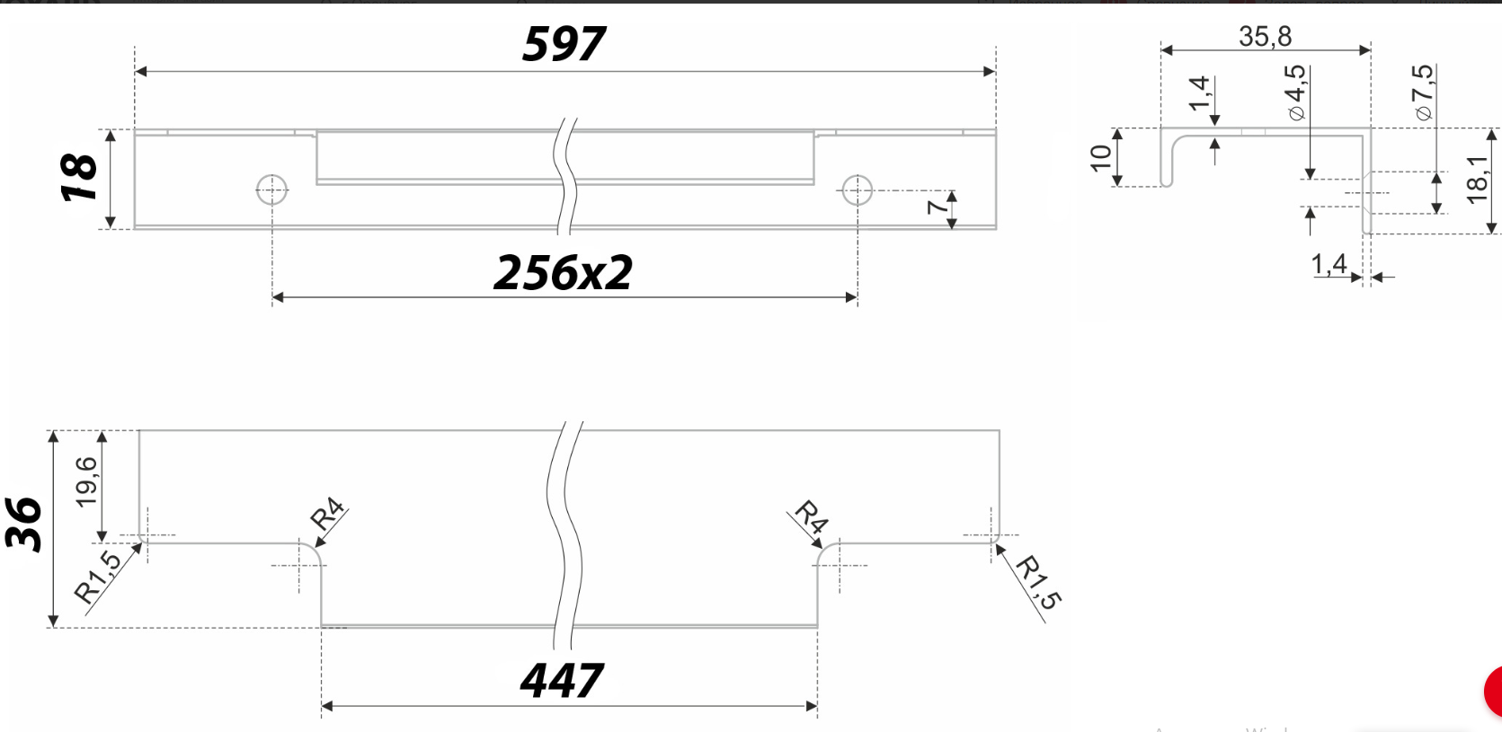 BRD RT109SST.1 ручка торцевая 600 мм RAY нержавеющая сталь (заказ)