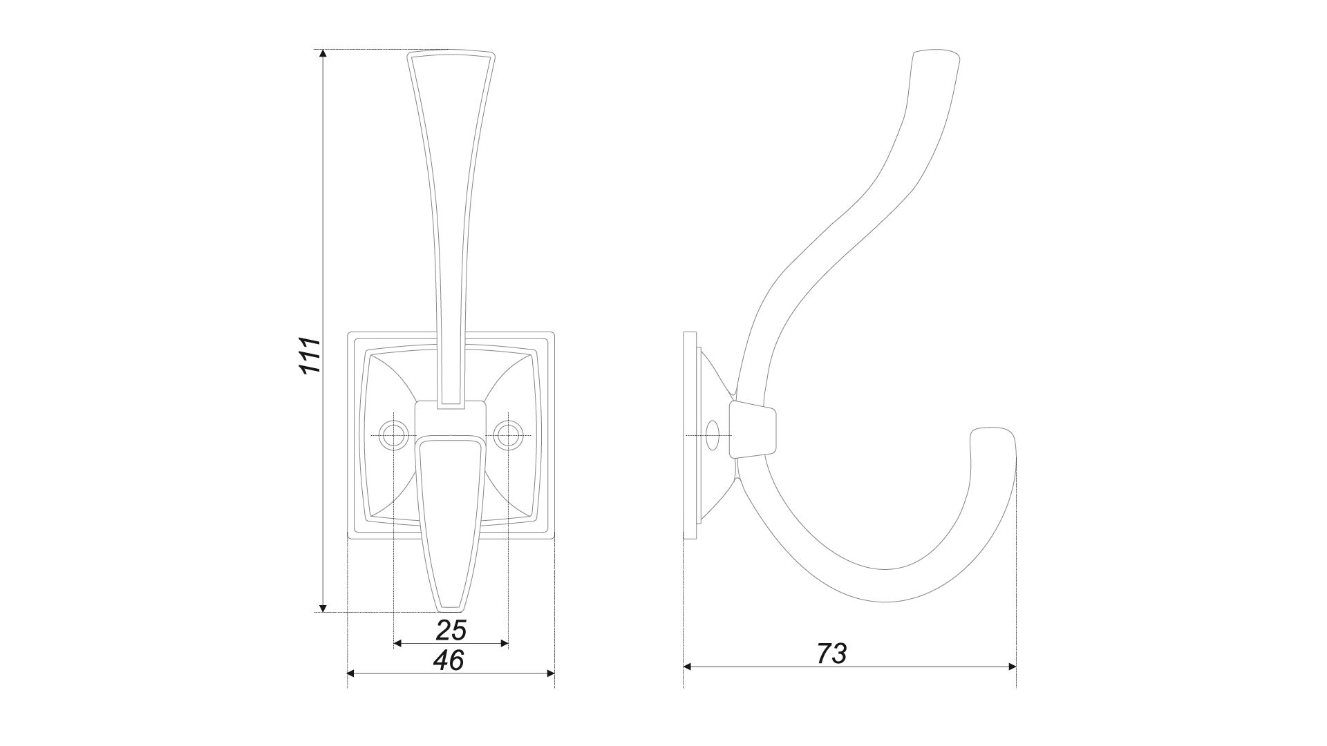 BRD K216BL.8 Крючок GERALD 2-х рожковый черный матовый (заказ)