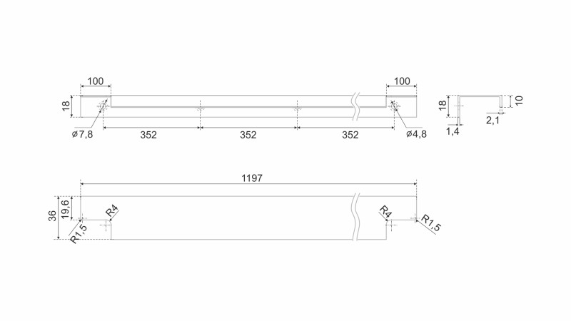 BRD RT809BL.1 ручка торцевая 1200 мм RAY черный матовый