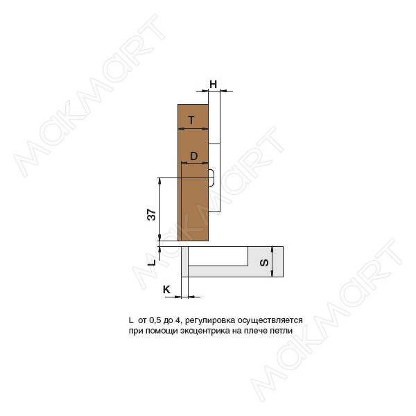 Петля 110 накладная, 48мм, Slide-on, отделка никель (16 мм) без планки (заказ)