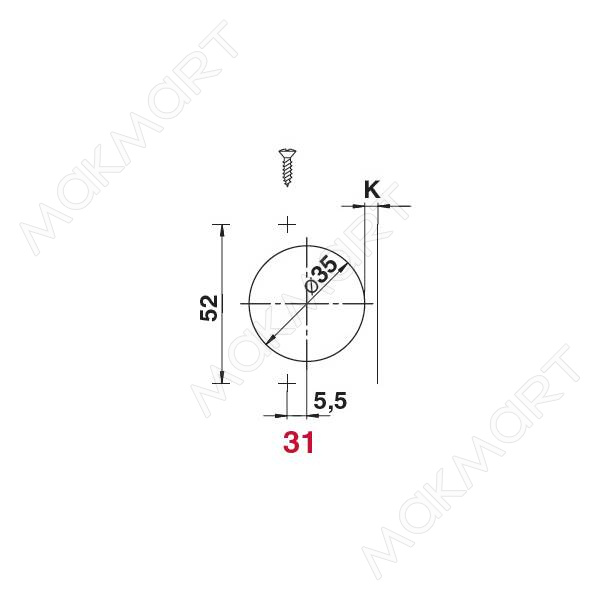 Петля 110 накладная, 48мм, Slide-on, отделка никель (16 мм) без планки (заказ)