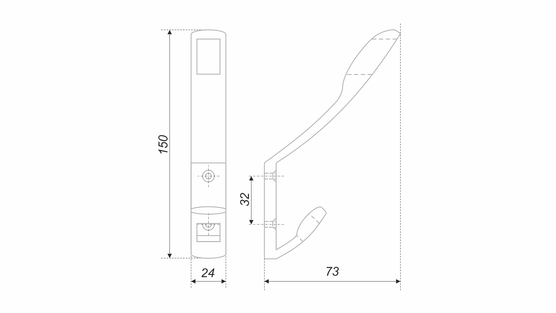 BRD K204.05CP.8 Крючок усиленный 2-х рожковый хром (заказ)
