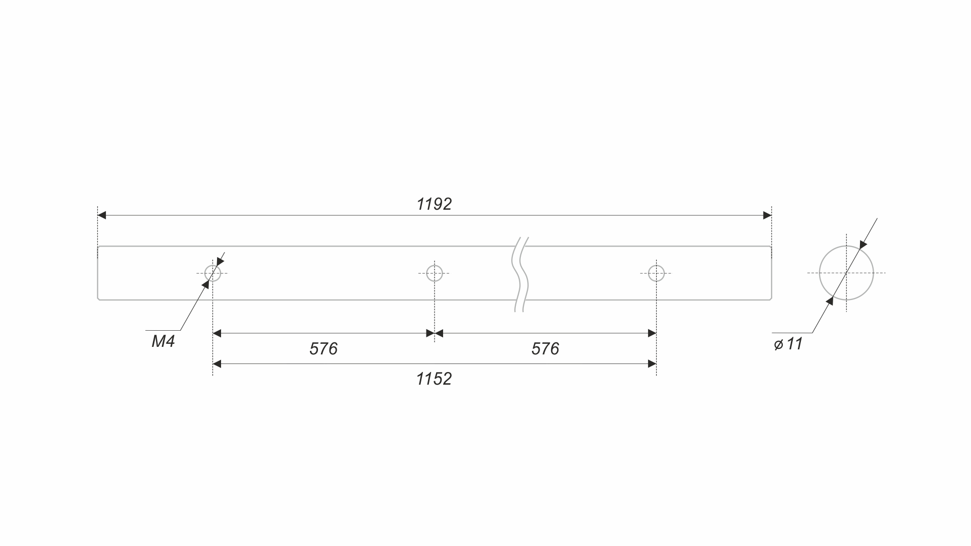 BRD PR001BL.1/1152 ручка-скоба пруток 1152 мм NUDE черный (заказ)