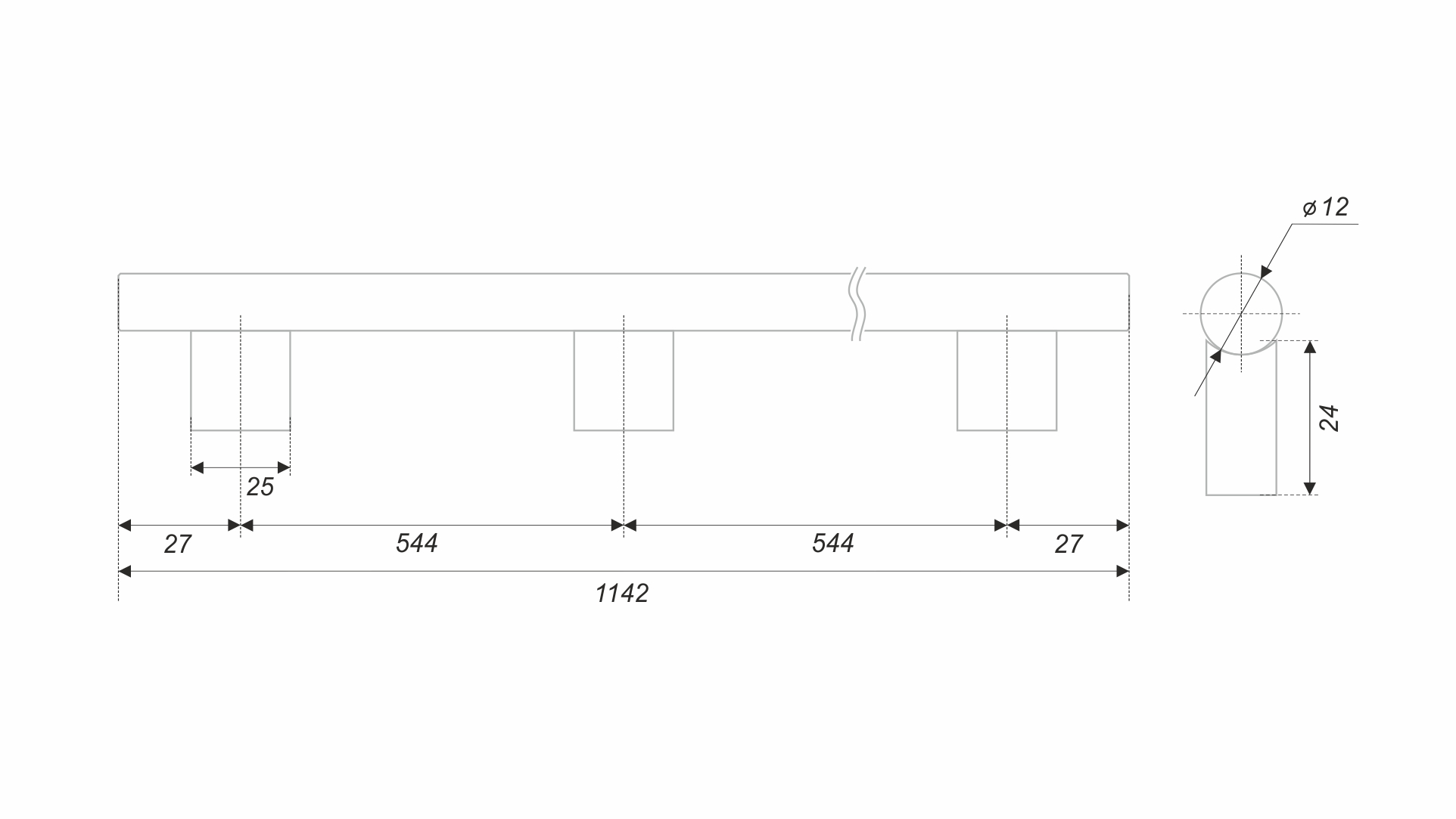 BRD RS325MBSG.5 ручка-скоба 1088 мм AL ROCK золото матовое (заказ) св. продажа