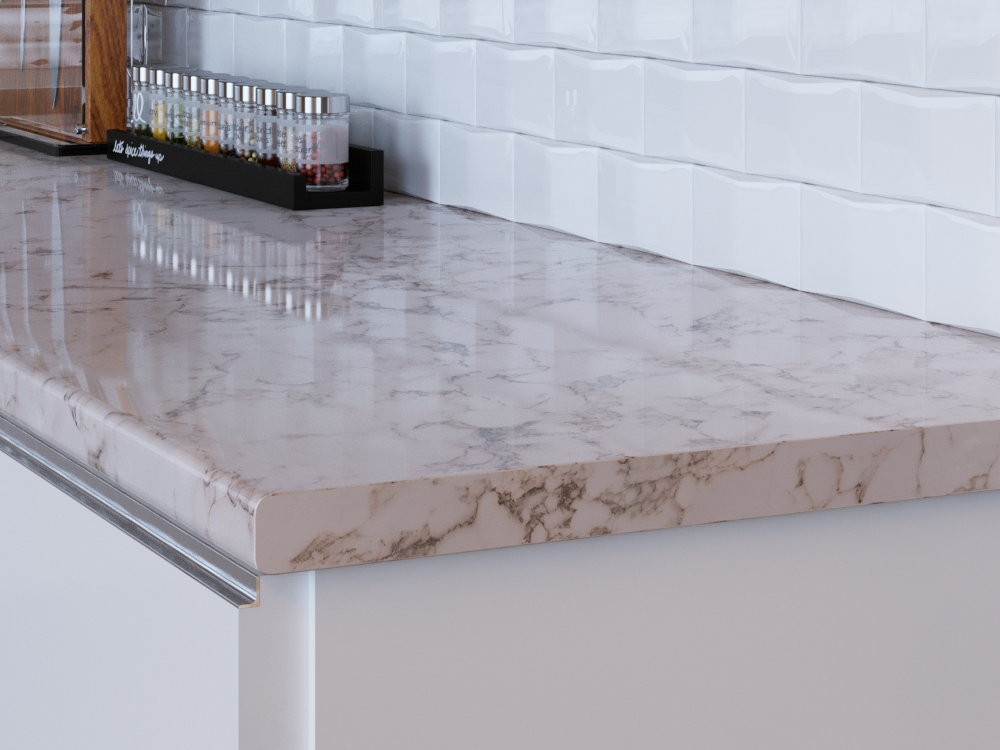 Столешница КЕДР МК 3000*600*38мм 2 группа - Мрамор Миланский 920/1 глянец (заказ)