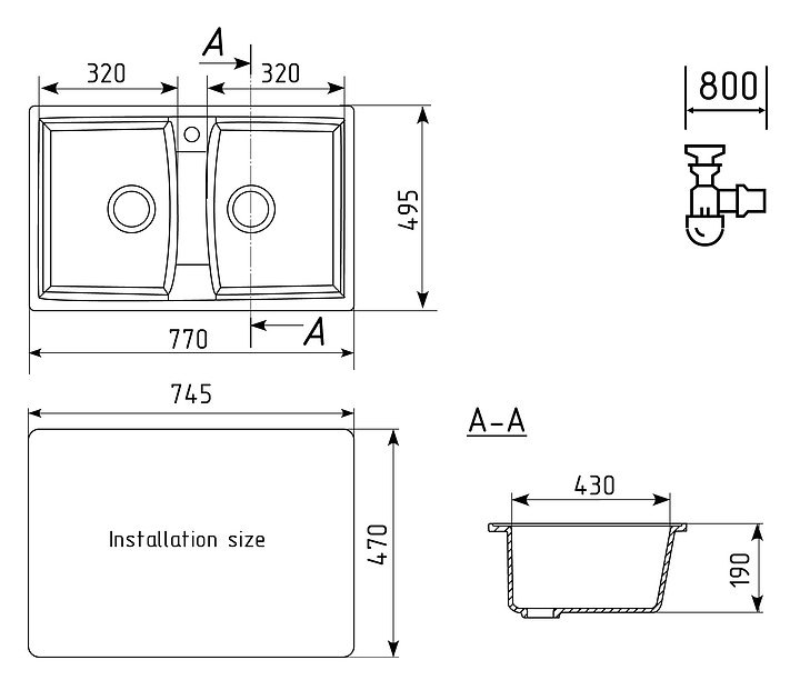 Мойка ULGRAN U-402-331 двойная  белый
