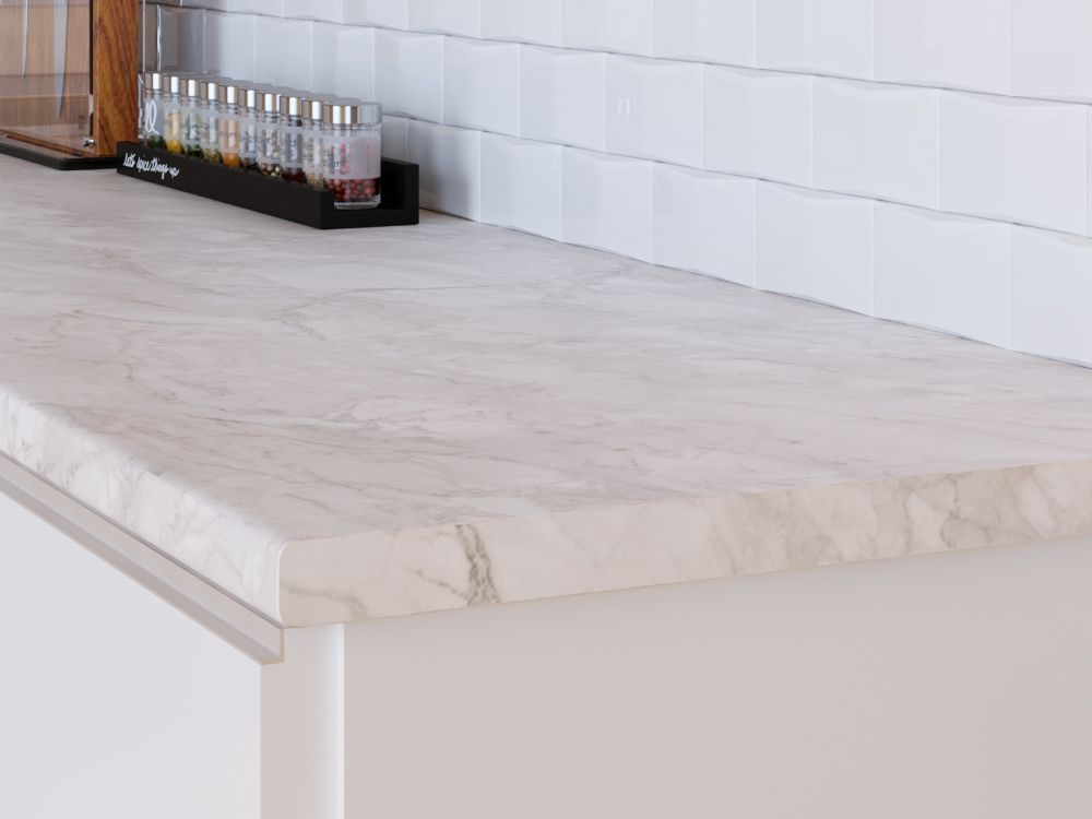 Столешница КЕДР МК 3000*600*38мм 2 группа - Мрамор Империал мат 7024/Е