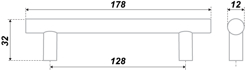 BRD RR002BSG.5 ручка-рейлинг 128 мм  Брашированное cатиновое золото (заказ)