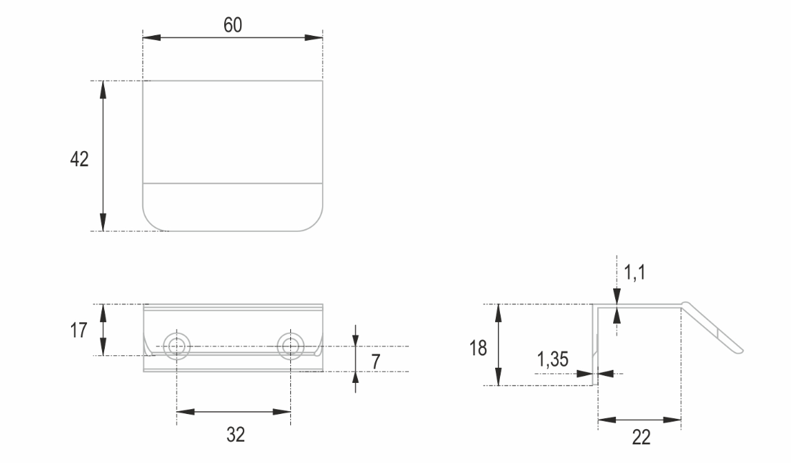 BRD RT013SC.1 ручка торцевая 32 мм KANT Сатиновый хром (заказ)