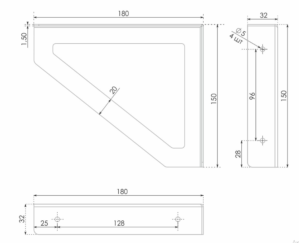 BRD P306BL.4 полкодержатель CORNER Черный (компл. 2 шт)