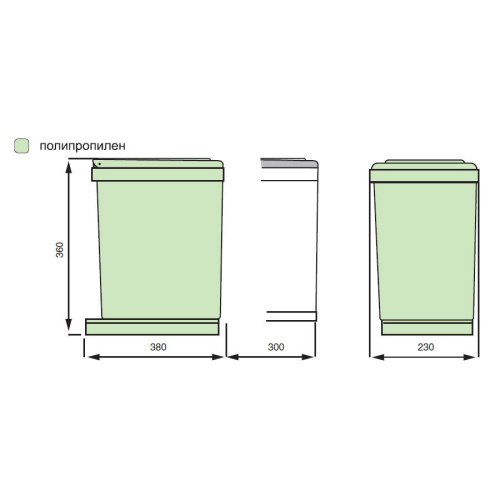 Ведро для мусора (16л), выдвижное, пластик серый, 280.G
