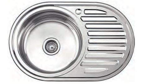 Мойка 770*550*0,8*180 мм овал универсальная хром