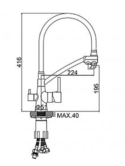 Смеситель для кухни с подводкой для питьевой воды WISENT сатин W4855A-9 (заказ)