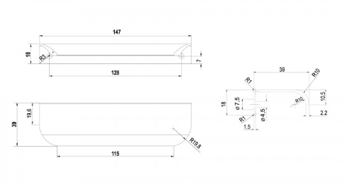 BRD RT110SC.1 ручка торцевая 150 мм MONTE матовый хром