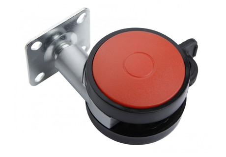 BRD N107BL/RD.5 опора колесная с тормозом d-60 красная вставка (снято)