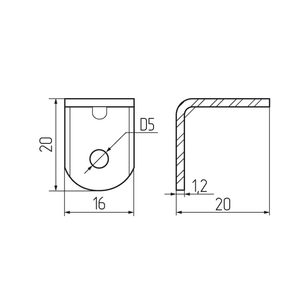 Уголок крепежный + пластиковая крышка  белый 20*20 №1