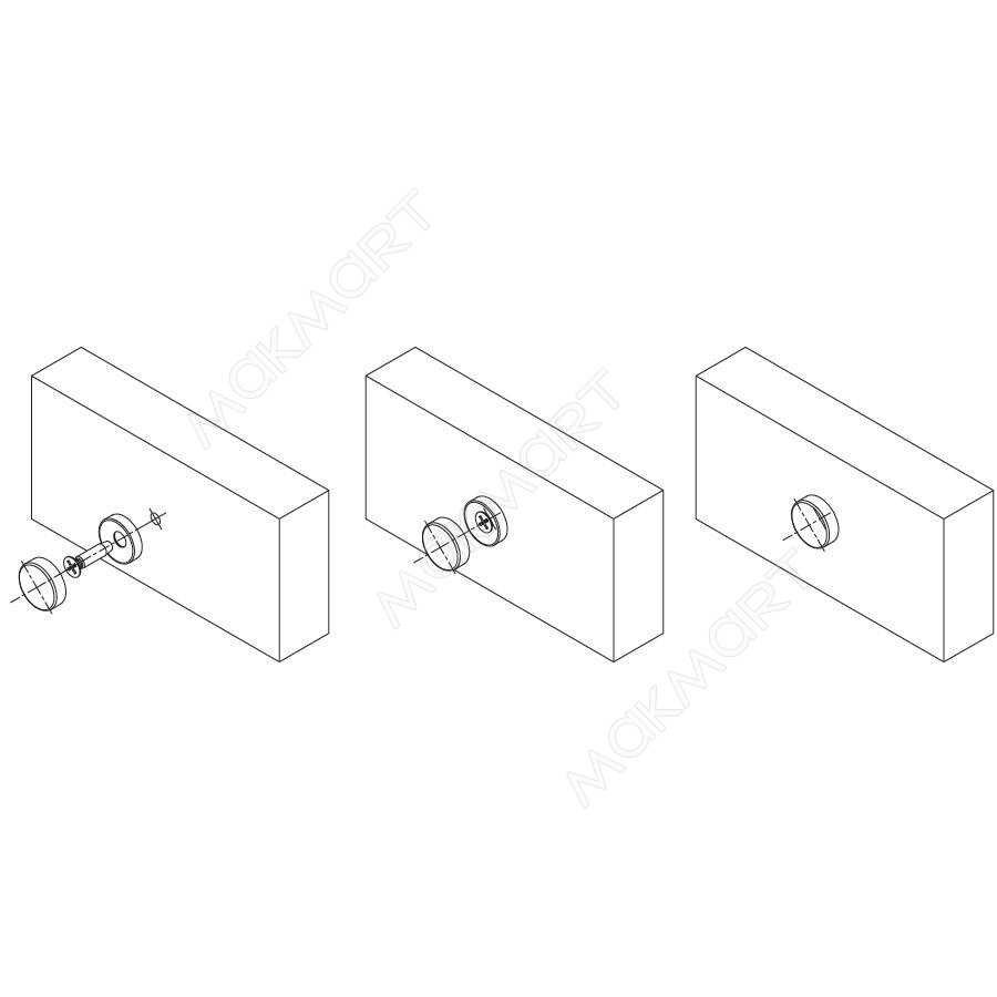 Декоративная крышечка d.12мм (с базой для шурупа), хром