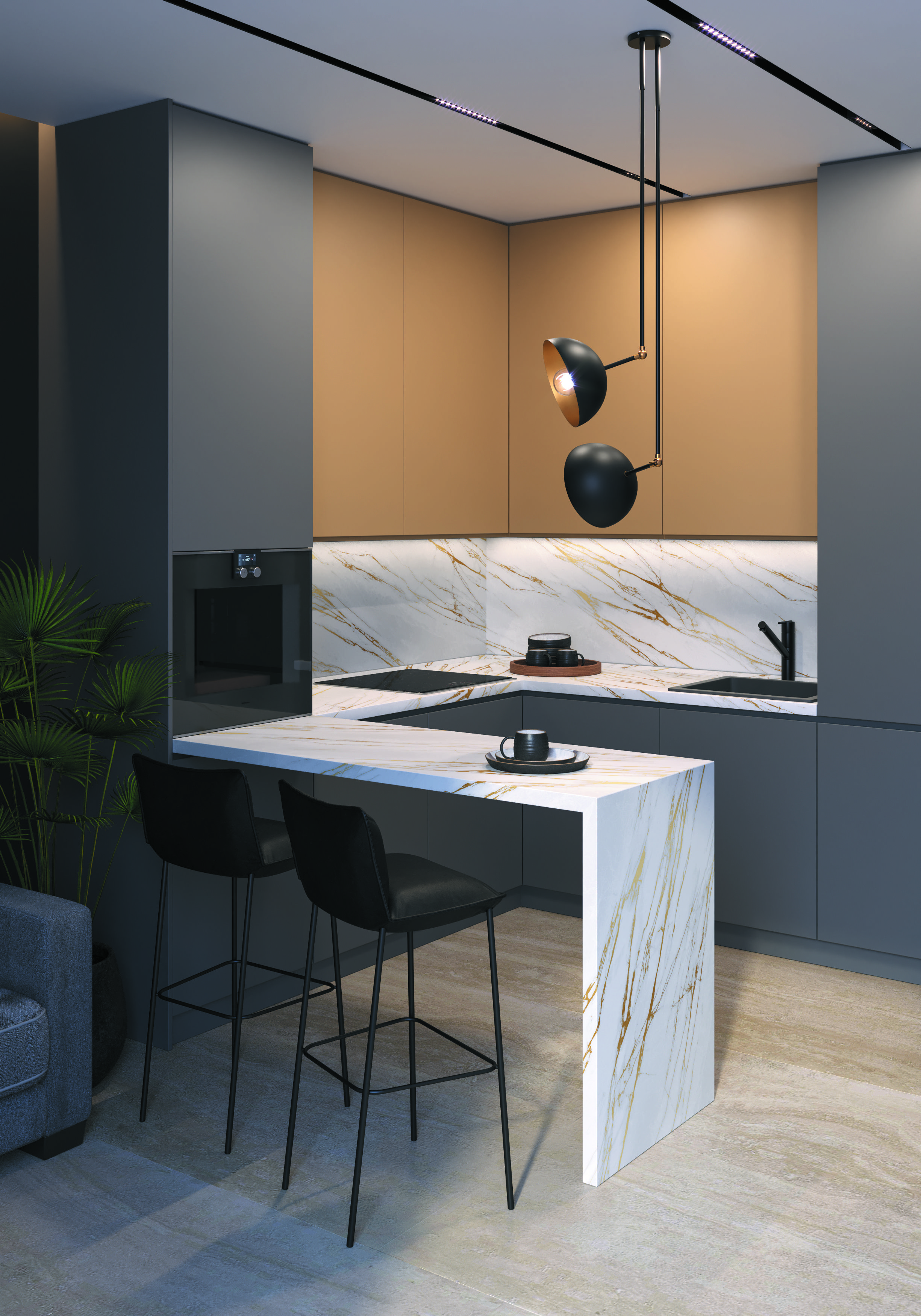 Столешница БЕЗ ЗАВАЛА КЕДР МК 3000*600*25мм 3 группа - Мрамор Милас 8267/S(заказ)