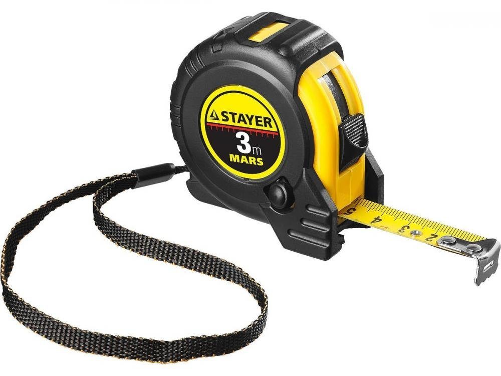 Рулетка STAYER "автостоп" прорезиненный корпус 3м*16мм SALE