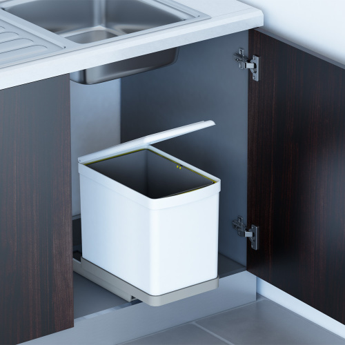 Ведро для мусора (16л) выдвижное, пластик белый 6.280.B (заказ)