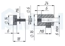 Полкодержатель для стекла 5-6 мм односторонний, хром